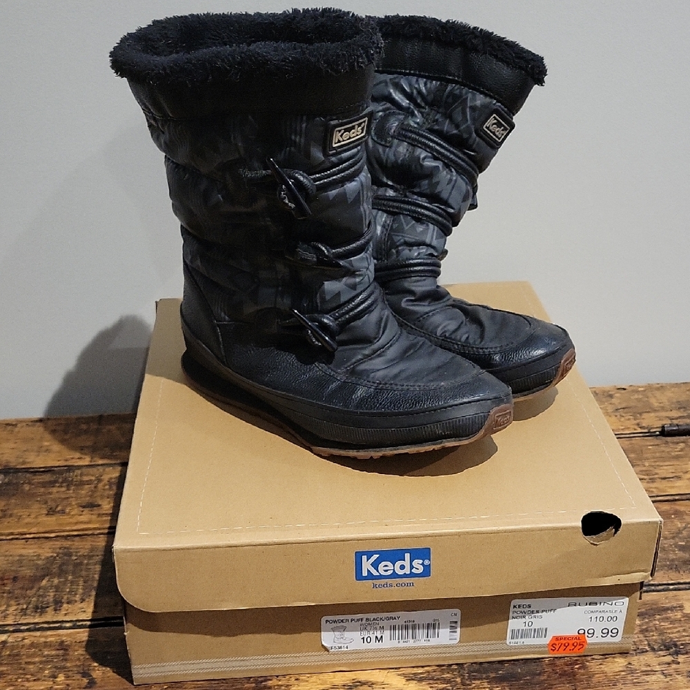 Keds Black Winter Boots with Faux Fur